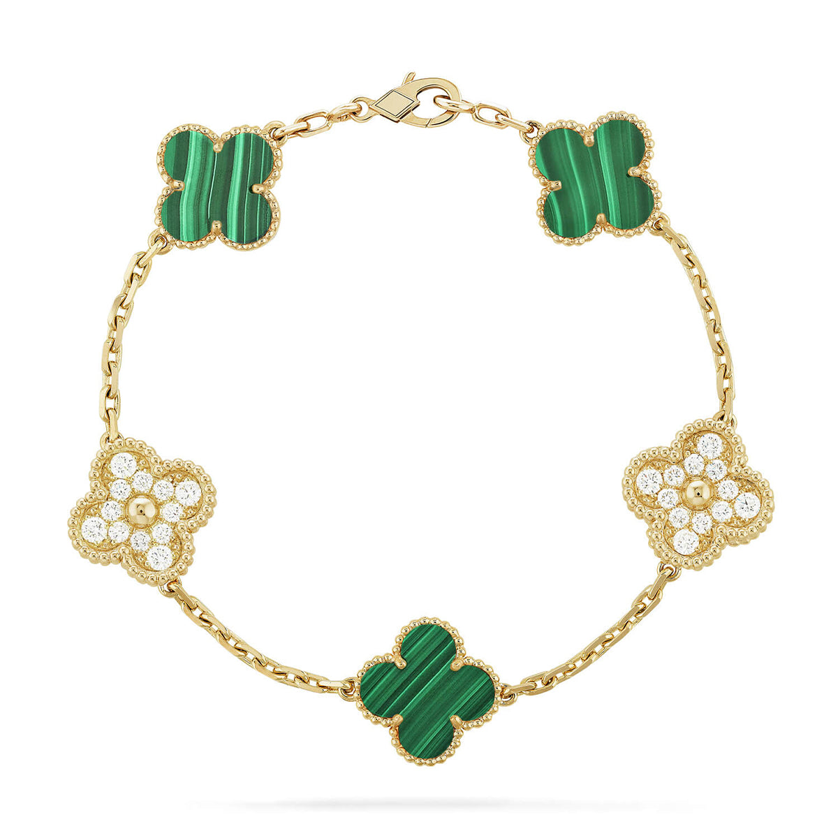[Eterna Jewels] CLOVER 5 MOTIF MALACHITE BRACELET COLLECTION